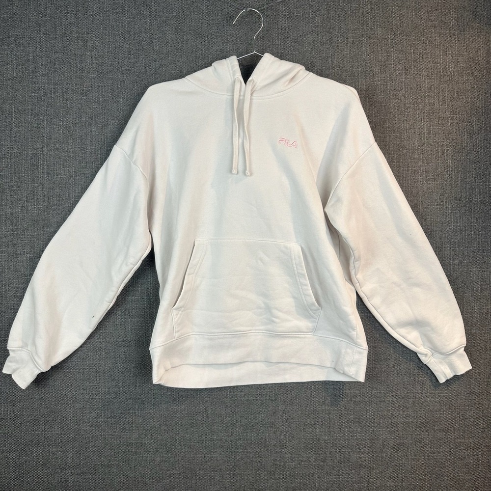 Fila Womens Medium M Hoodie Sweatshirt Long Sleeve Pullover Pink Logo Athleisure